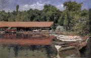 William Merritt Chase The boat in the lake oil on canvas